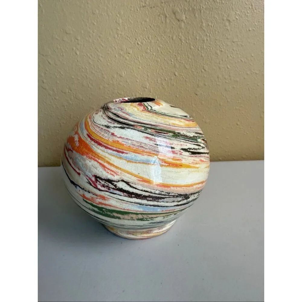 Signed Studio Pottery Vase Tom Witt Kler 2007 Marbled Ceramic